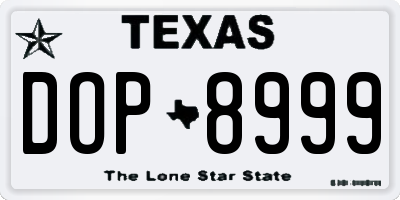 TX license plate DOP8999