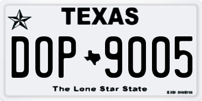TX license plate DOP9005