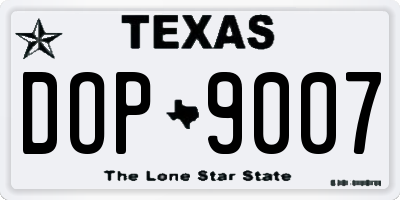 TX license plate DOP9007
