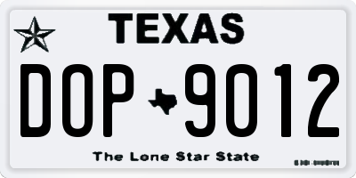 TX license plate DOP9012