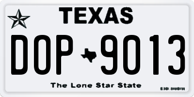 TX license plate DOP9013