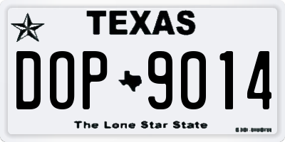 TX license plate DOP9014