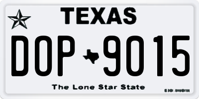 TX license plate DOP9015