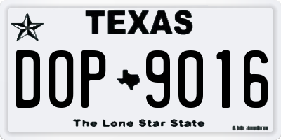 TX license plate DOP9016