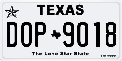 TX license plate DOP9018