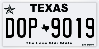 TX license plate DOP9019