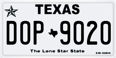 TX license plate DOP9020
