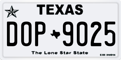 TX license plate DOP9025