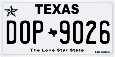 TX license plate DOP9026