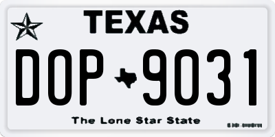 TX license plate DOP9031