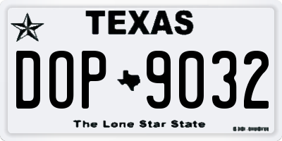 TX license plate DOP9032