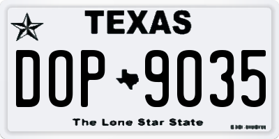 TX license plate DOP9035