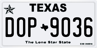 TX license plate DOP9036