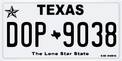 TX license plate DOP9038