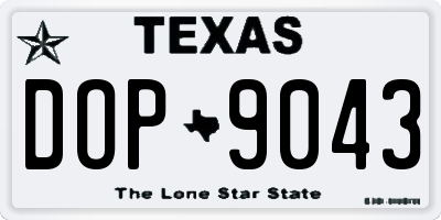 TX license plate DOP9043