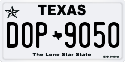 TX license plate DOP9050