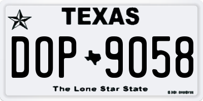TX license plate DOP9058