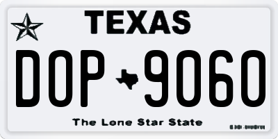 TX license plate DOP9060