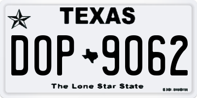 TX license plate DOP9062