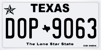 TX license plate DOP9063