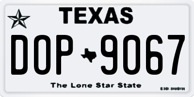 TX license plate DOP9067