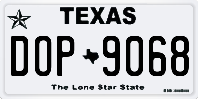 TX license plate DOP9068