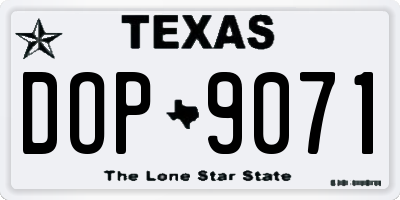 TX license plate DOP9071
