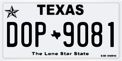 TX license plate DOP9081