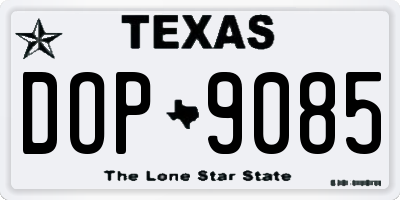 TX license plate DOP9085