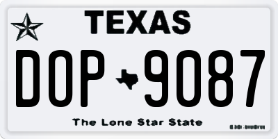 TX license plate DOP9087