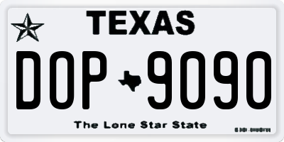 TX license plate DOP9090