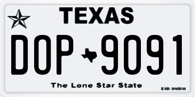 TX license plate DOP9091