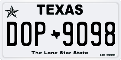 TX license plate DOP9098