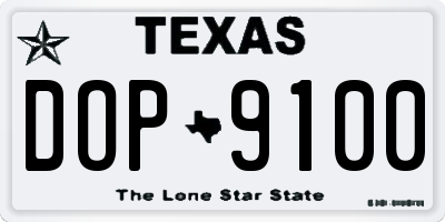 TX license plate DOP9100