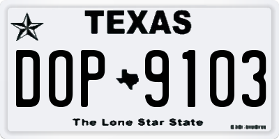 TX license plate DOP9103