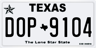 TX license plate DOP9104
