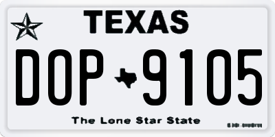 TX license plate DOP9105