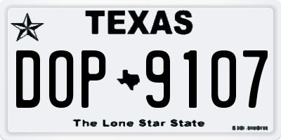TX license plate DOP9107