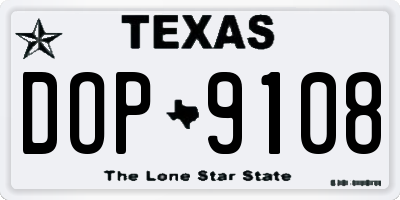TX license plate DOP9108