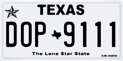 TX license plate DOP9111