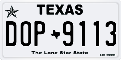 TX license plate DOP9113