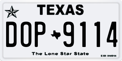 TX license plate DOP9114