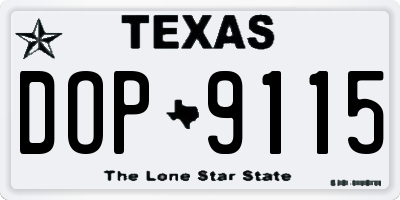 TX license plate DOP9115