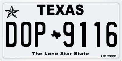TX license plate DOP9116