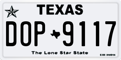 TX license plate DOP9117