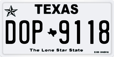 TX license plate DOP9118