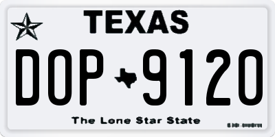 TX license plate DOP9120