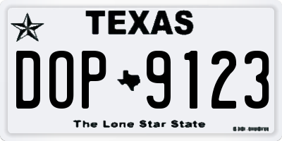 TX license plate DOP9123
