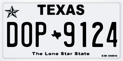 TX license plate DOP9124