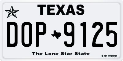 TX license plate DOP9125